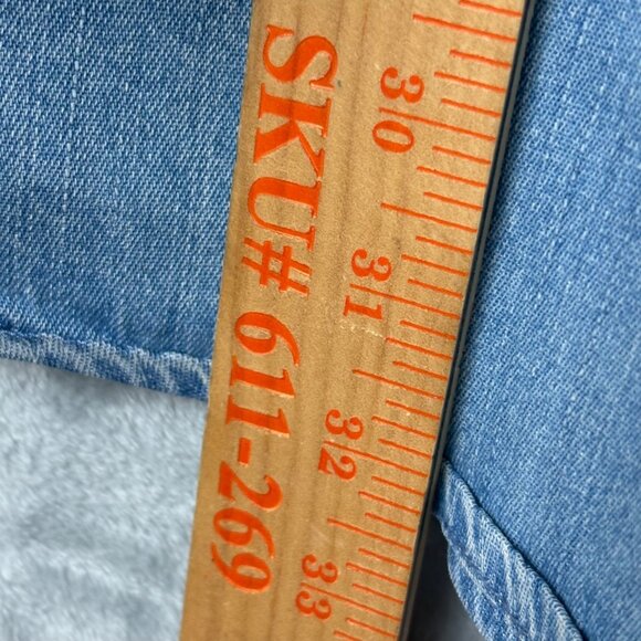 Denim Button-Up Shirt Skull Rose Pocket Design Mens Large Skull Buttons Vintage - Picture 5 of 8